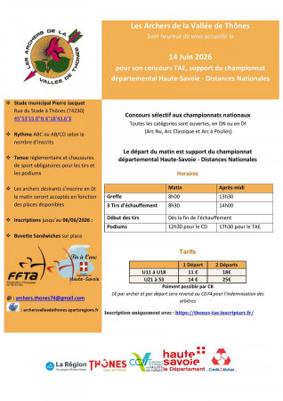 Concours TAE 2026 - Championnat Départemental DN 74